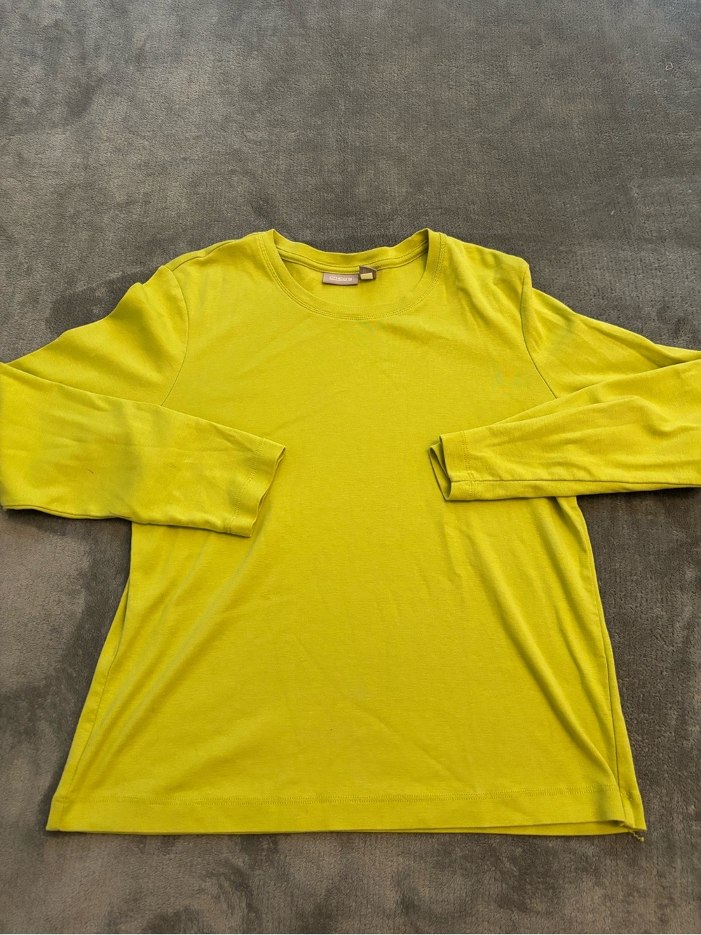 Chico's Lime-Green Long-Sleeve Crewneck Top